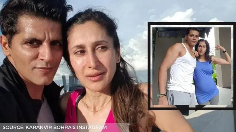 Karanvir Bohra's wife Teejay flaunts baby bump in former's 'workout ganji'; see pic karanvir bohra's wife