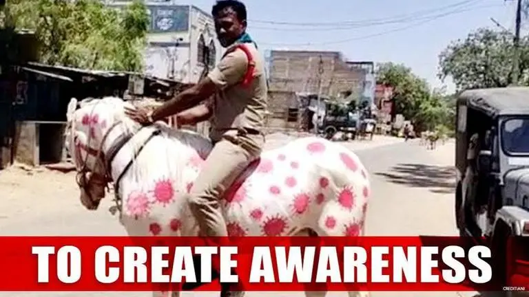Andhra cop splotches 'Coronavirus' polka dots on horse; rides around to spread awareness Sub Inspector