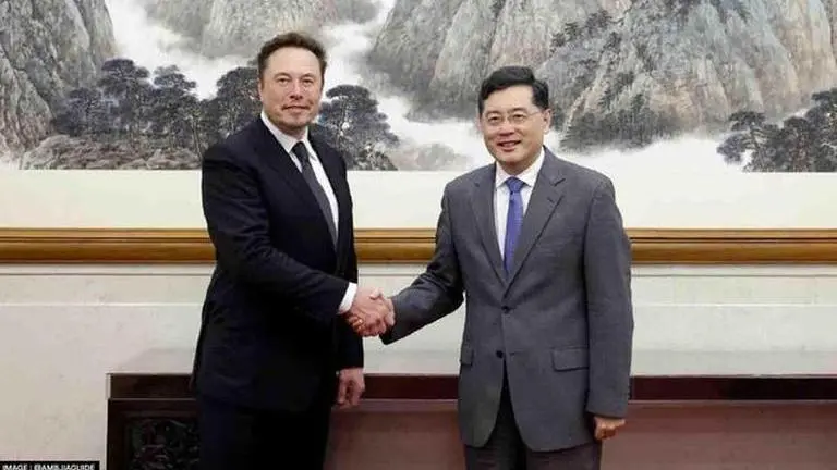 Elon Musk's first visit to China in three years, Tesla CEO slated to meet senior officials Elon Musk with Qin Gang