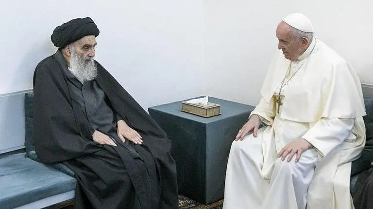 Pope Francis meets Shiite cleric in his landmark visit to Iraq Pope Francis