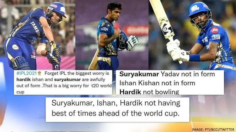 IPL 2021: Netizens worry about Suryakumar, Hardik and Ishan's form ahead of T20 World Cup IPL 2021