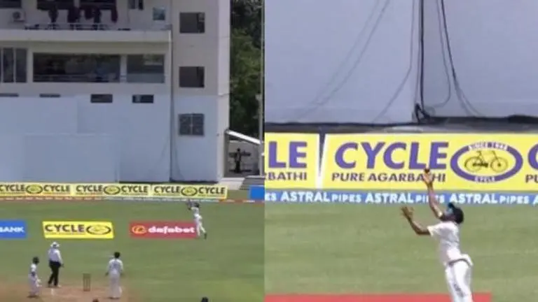Mohammed Siraj turns superman to take spectacular catch during Ind vs WI 1st Test | WATCH Mohammed Siraj turns superman to take spectacular catch during Ind vs WI 1st Test | Watch