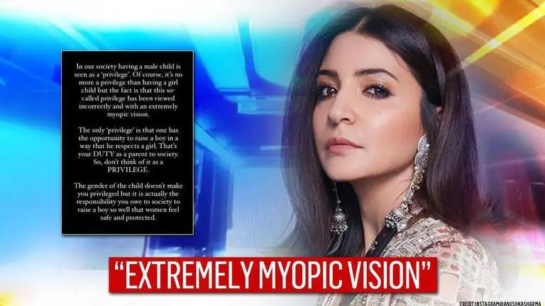 Anushka Sharma pens hard-hitting note on 'privilege' of a male child, calls it 'myopic' Anushka Sharma pens hard-hitting note on 'privilege' of a male child, terms it 'myopic'