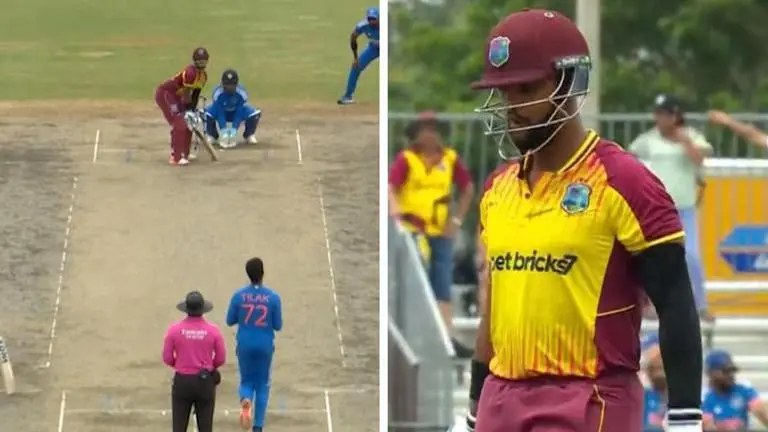 WATCH | Tilak Varma bamboozles Nicholas Pooran on second ball of his international career Tilak Varma shocks Nicholas Pooran as he takes his maiden wicket in T20Is - WATCH