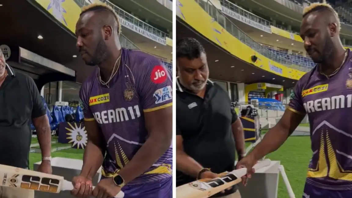 IPL 2024: How heavy is Andre Russell's bat? Here's how much Russell The Muscle's bat weighs Andre Russell