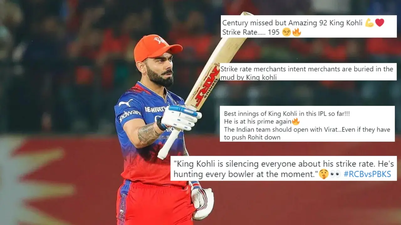 'SLAP TO THE CRITICS': Fans in awe of Virat Kohli following his explosive 92 for RCB vs PBKS Virat Kohli