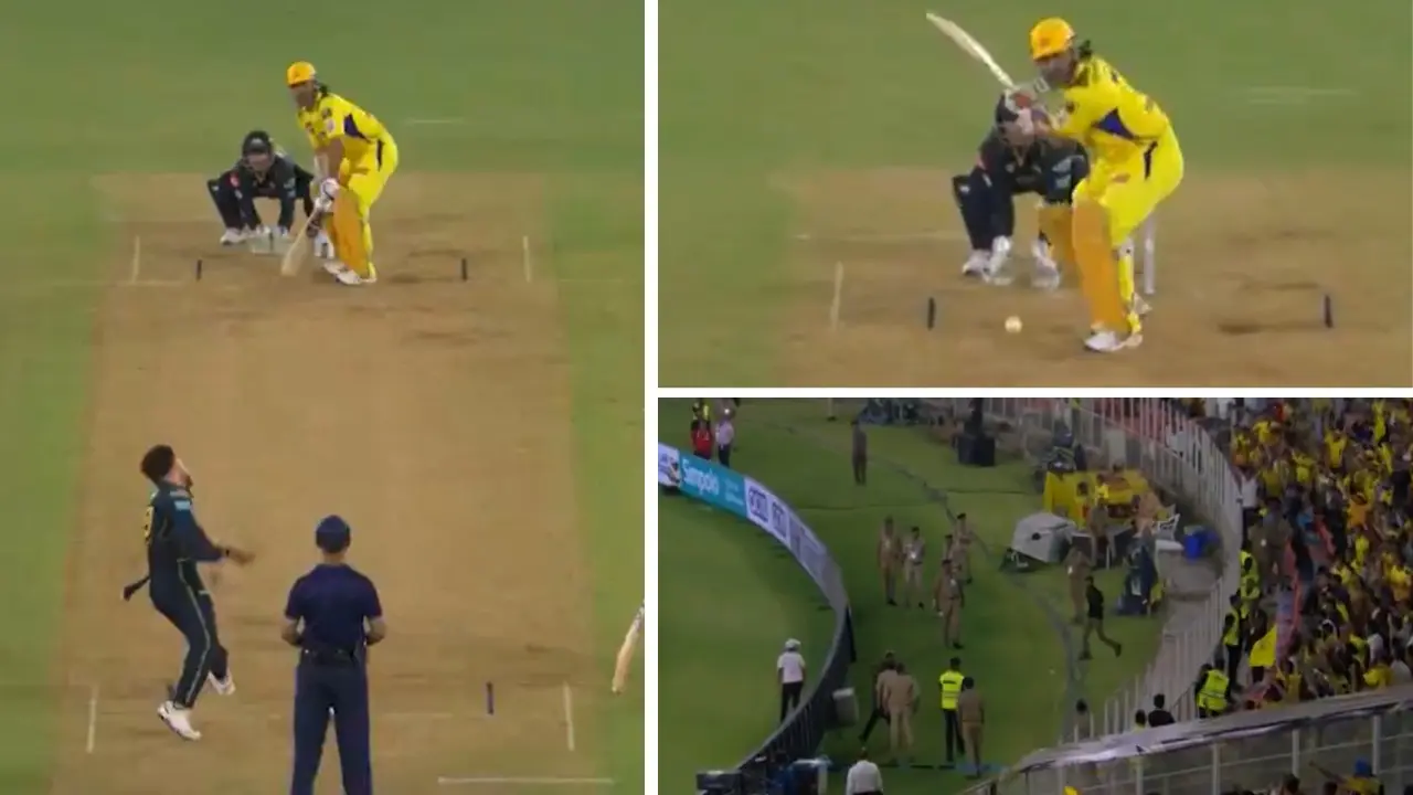 MS Dhoni at 42 nonchalantly nails a helicopter shot on Rashid Khan during GT vs CSK - WATCH MS Dhoni