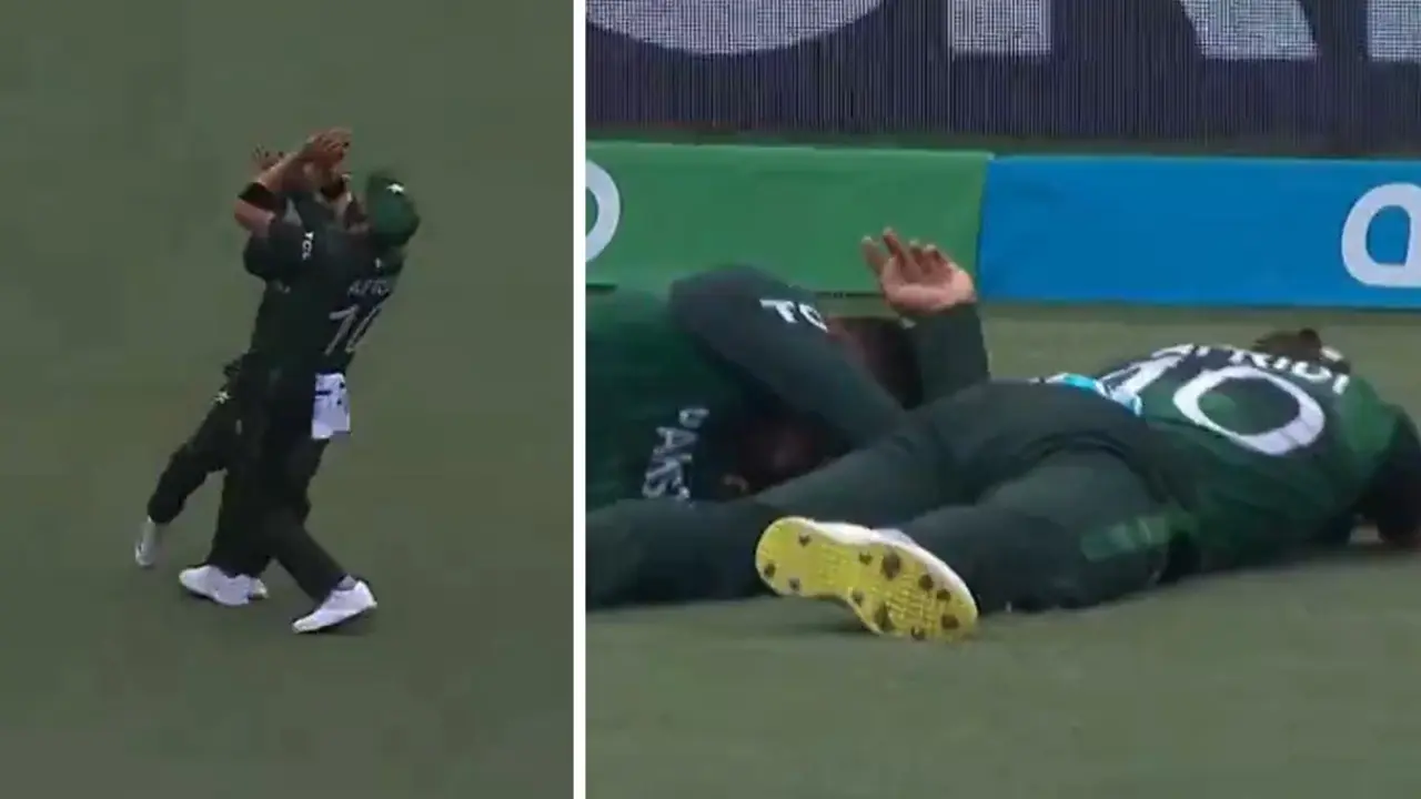 'Just Pakistan things': Shaheen Afridi and Usman Khan suffer MASSIVE collision in PAK vs IRE WC game Shaheen Afridi and Usman Khan suffer massive collision