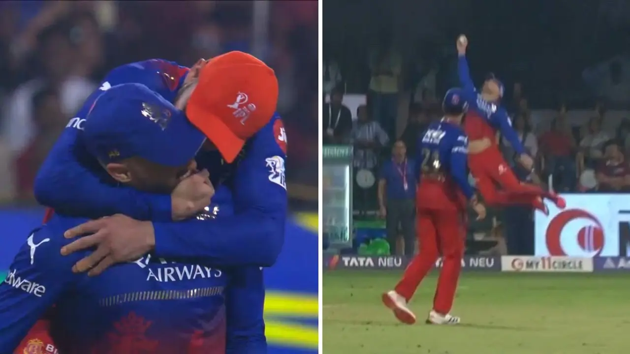 Faf du Plessis plucks one in thin air to send Mitchell Santner back; Kohli couldn't hide excitement Virat Kohli and Faf du Plessis