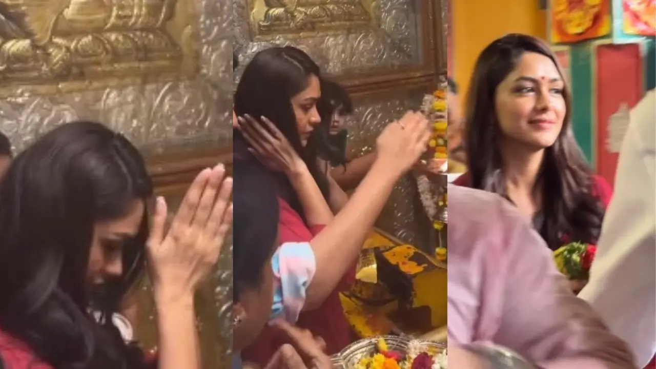 Mrunal Thakur Visits Sri Yellamma Pochamma Temple In Hyderabad Ahead Of Family Star Release | Watch Mrunal Thakur