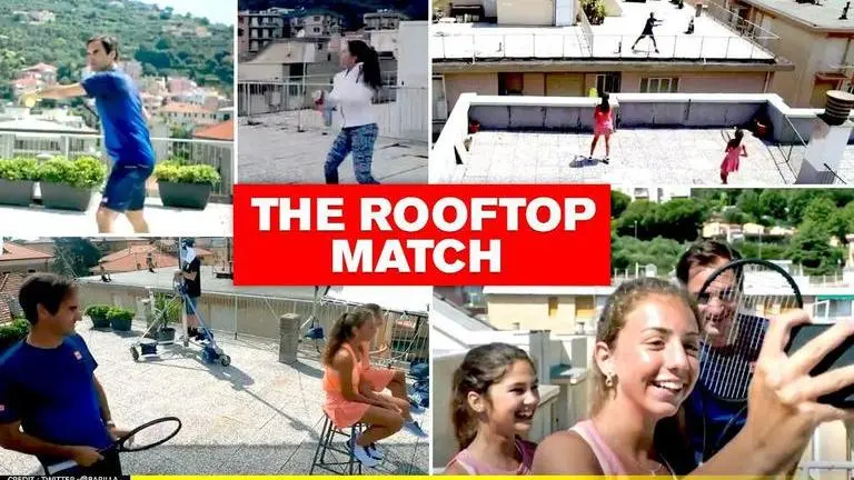 Roger Federer surprises young girls who went viral for playing tennis across rooftops Roger Federer