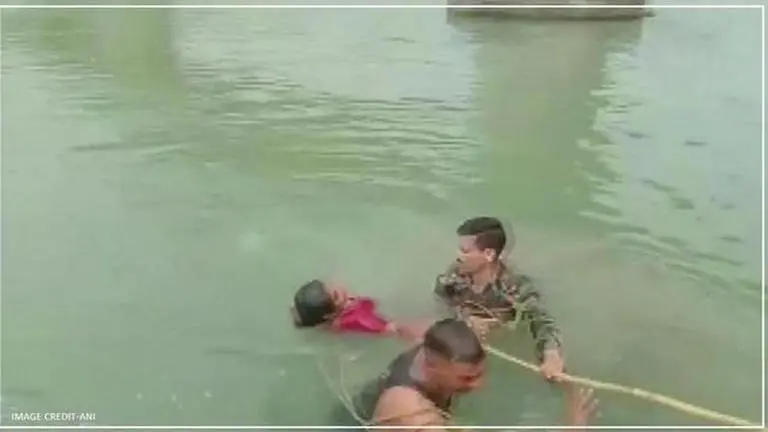 Army jawans rescue woman from drowning in Assam's Barpeta Army