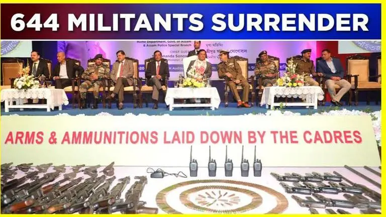 Massive surrender in decades as over 600 militants lay down arms in Assam Assam