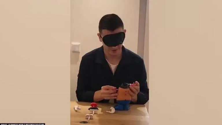 Here's how you can bag a Guinness World Record: Assemble Mr. Potato Head blindfolded German man