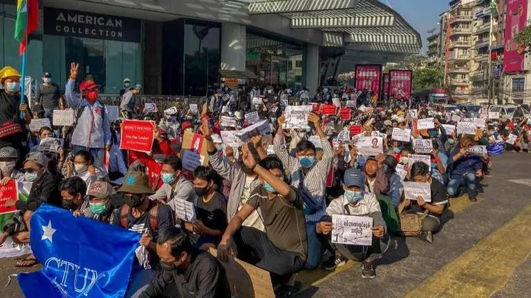 Myanmar protesters march again, defying ban on gatherings