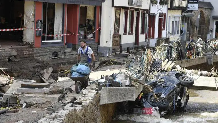 Clean-up in Germany after flood damage flood