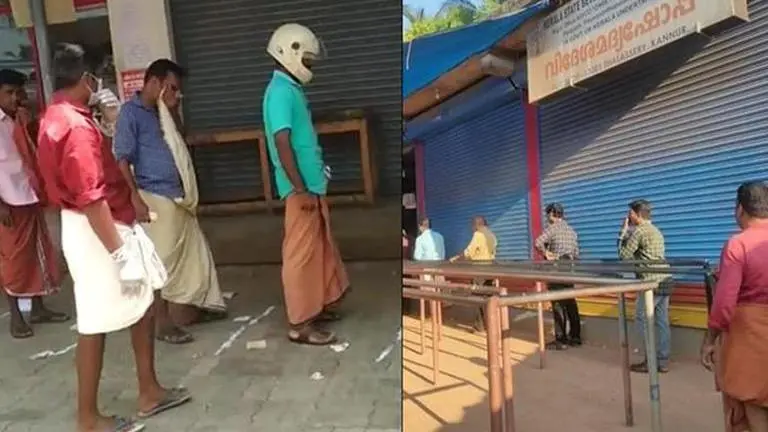 Here's how Kerala people are maintaining ‘social distancing’ outside liquor shops; Watch coronavirus