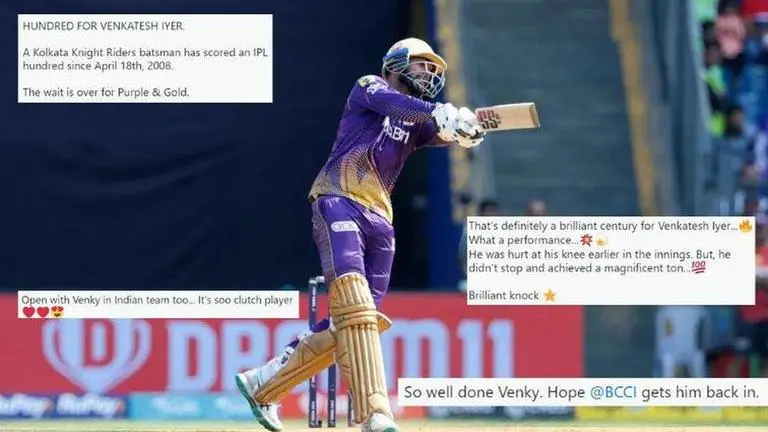 IPL 2023: Venkatesh Iyer scores 2nd century for KKR in 15 years, Netizens laud his knock Venkatesh Iyer