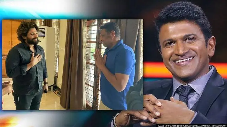 'Pushpa' star Allu Arjun visits late actor Puneeth Rajkumar's family, see pictures Pushpa: the rise, allu arjun, rashmika mandanna, puneeth rajkumar's family,