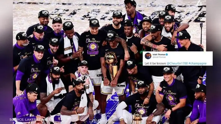 LeBron James, Lakers celebrate NBA title win with Isiah Thomas’ champagne; MJ fans angered LeBron James