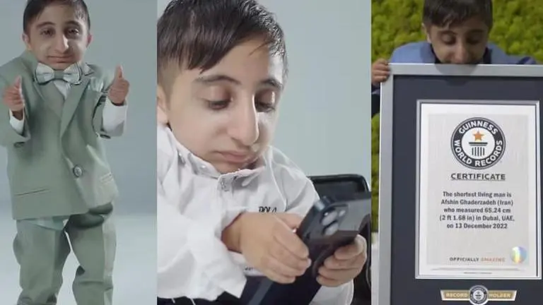 Iran's Afshin Esmaeil Ghaderzadeh breaks record of world's shortest man at 65.24cm Afshin Ghaderzadeh