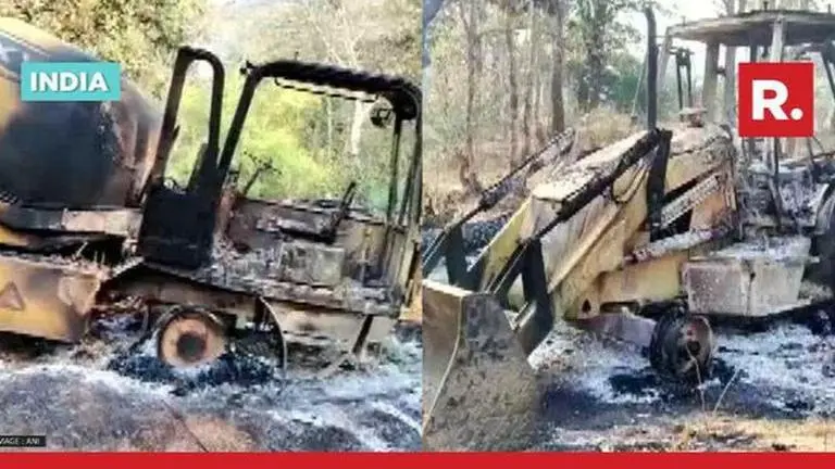 Women naxalites target road construction work in Chhattisgarh's Kanker, torch vehicles Chhattisgarh