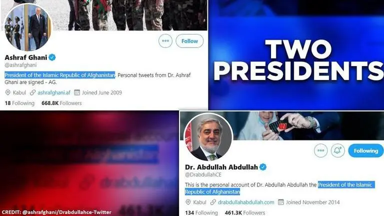 Ashraf Ghani, Abdullah declare themselves President of Afghanistan on Twitter Ashraf Ghani