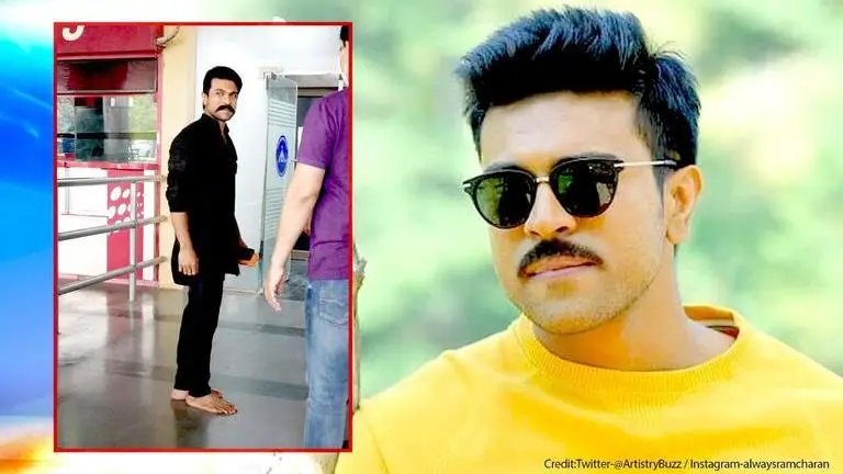 Ram Charan spotted at Hyderabad airport, leaves to join Chiranjeevi for 'Acharya' shoot Ram Charan spotted at Hyderabad airport, leaves to join father Chiranjeevi for 'Acharya'