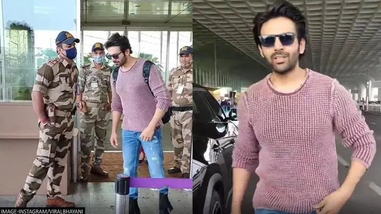 Kartik Aaryan's swanky car receives compliment from CISF official at airport; Actor reacts Kartik Aaryan Lambhorghini, CISF official Mumbai airport