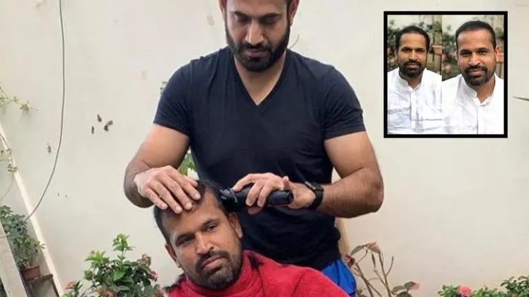 Irfan Pathan turns top 'barber' for brother Yusuf Pathan at home & here are some photos Irfan Pathan