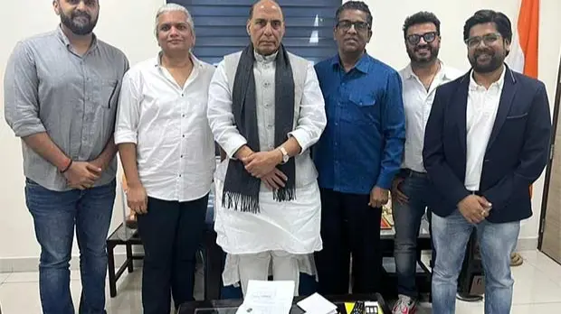 Rajnath Singh Meets Super 30 Maker Vikas Bahl After Announcement Of Period Drama Battle Of Naushera Vikas Bahl