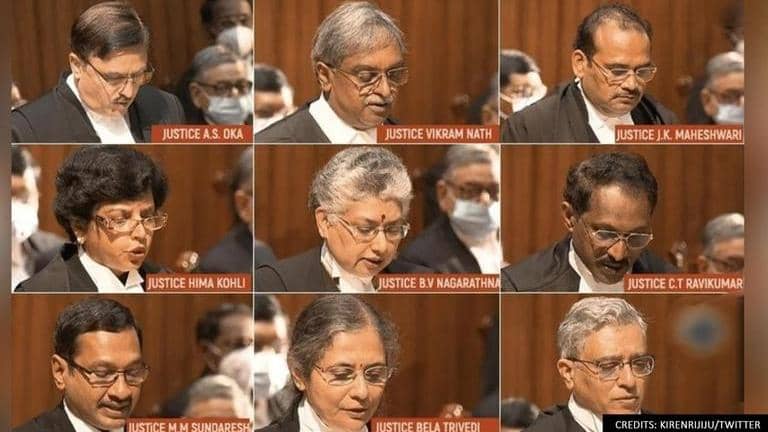 In a historic event, 9 judges get sworn in to Supreme Court at once ...