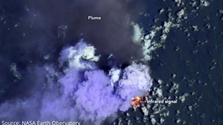 Volcanic Island in Japan captured by NASA space satellites as it continues to spew lava volcanic island