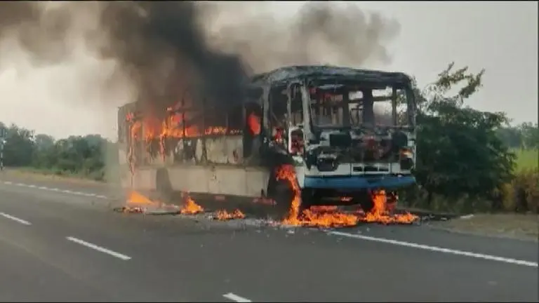 In Maharashtra's Amravati, a state transport bus catches fire; 35 passengers alight safely Maharashtra