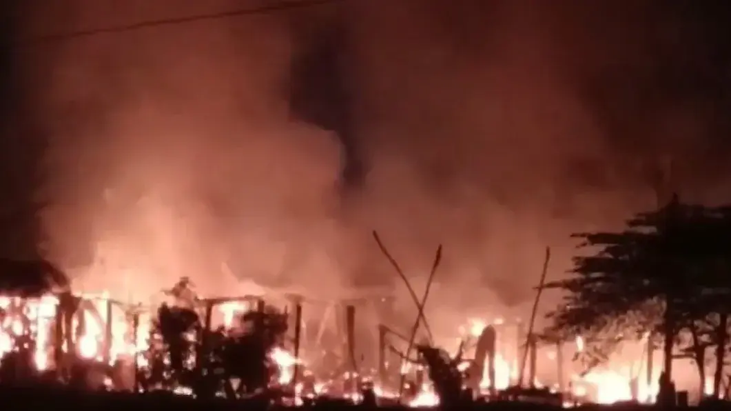 Screen-capture of a video showing the raging fire in the West Godavari district of AP.