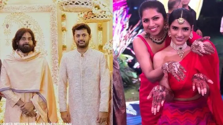 Pictures of Nithiin and his bride Shalini from Pelli Koduku and Mehendi function, see here Nithiin