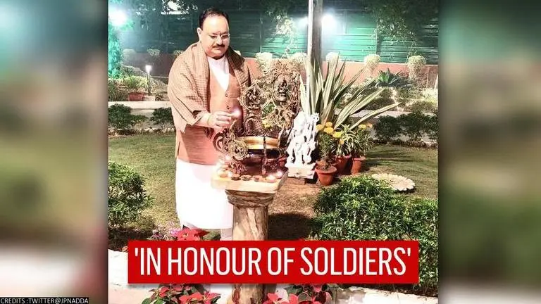 BJP's Nadda lights diya in honour of Armed Forces on Diwali, pays poetic tribute to Jawans Diwali