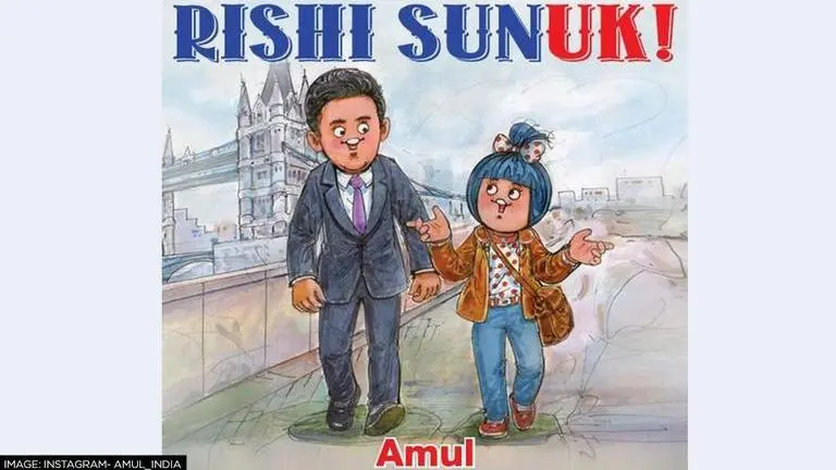 Amul shares doodle congratulating Rishi Sunak on becoming UK's first Indian-origin PM Amul