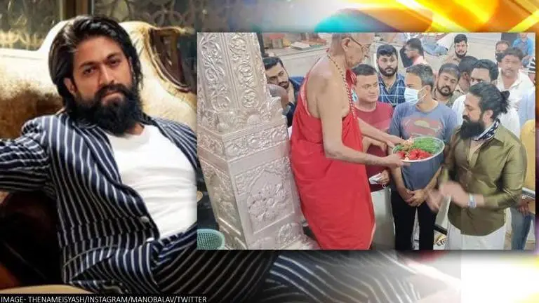 'KGF' star Yash seeks blessings of God at Anegudde Shree Vinayaka Temple; see pics kgf