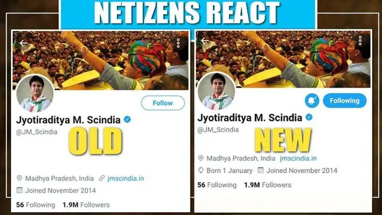 Netizens aren't believing Jyotiraditya Scindia's reasons for purging Congress from his bio Jyotiraditya Scindia