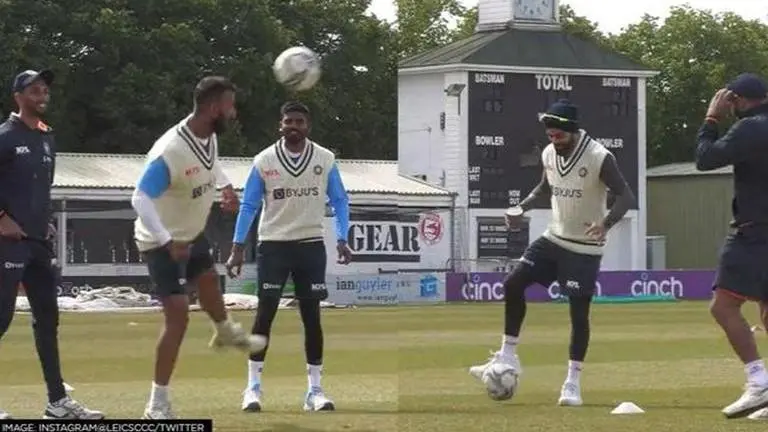 Watch: Kohli turns striker, Pujara plants perfect header ahead of Leicestershire game Virat Kohli