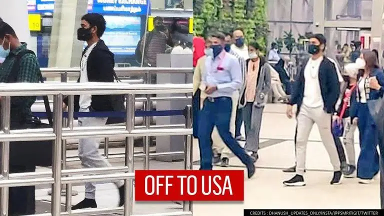 Dhanush's airport pics, videos surface online before leaving for USA for 'The Gray Man'