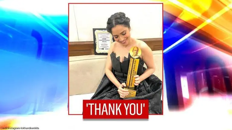 Ankita Lokhande flaunts trophy as she receives DadaSaheb Phalke Icon Award Ankita Lokhande