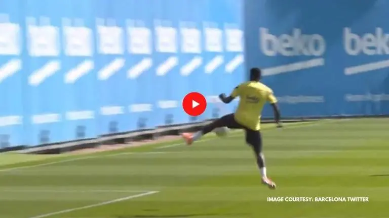 Barcelona outcast Samuel Umtiti strikes inch-perfect backheel goal in training: Watch Barcelona