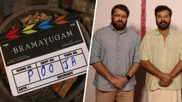 Mammootty starts shooting for horror film Bramayugam, shares puja photos Mammootty shooting for Mammootty starts shooting for Bramayugam