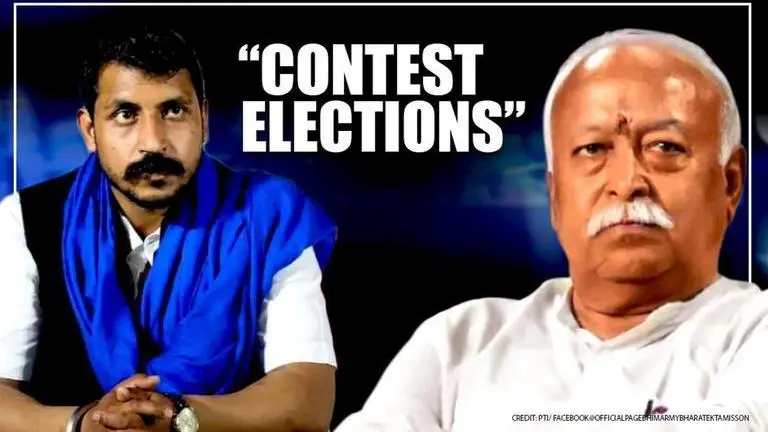 Chandrashekhar Azad dares RSS chief to contest elections; says 'Remove veil of lies' RSS