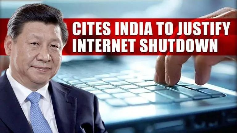 China picks India's internet shutdown to justify suspension of services in its country China