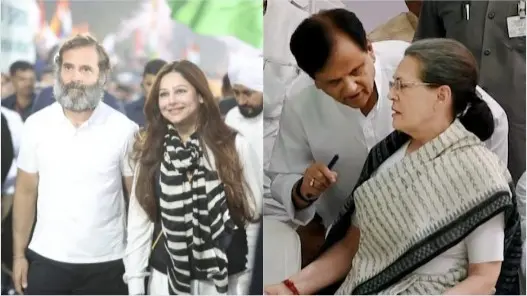Rahul Gandhi’s Attempt To Erase Ahmed Patel’s Legacy: BJP As Congress Hands Over Bharuch to AAP Mumtaz Patel with Rahul Gandhi during Bharat Jodo Nyay Yatra