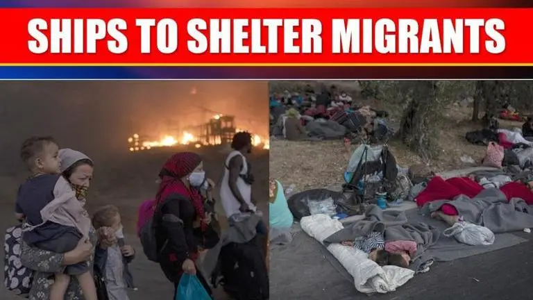 Moria Migrants: Greece sends three ships to help shelter 13,000 refugees after fire Moria migrants