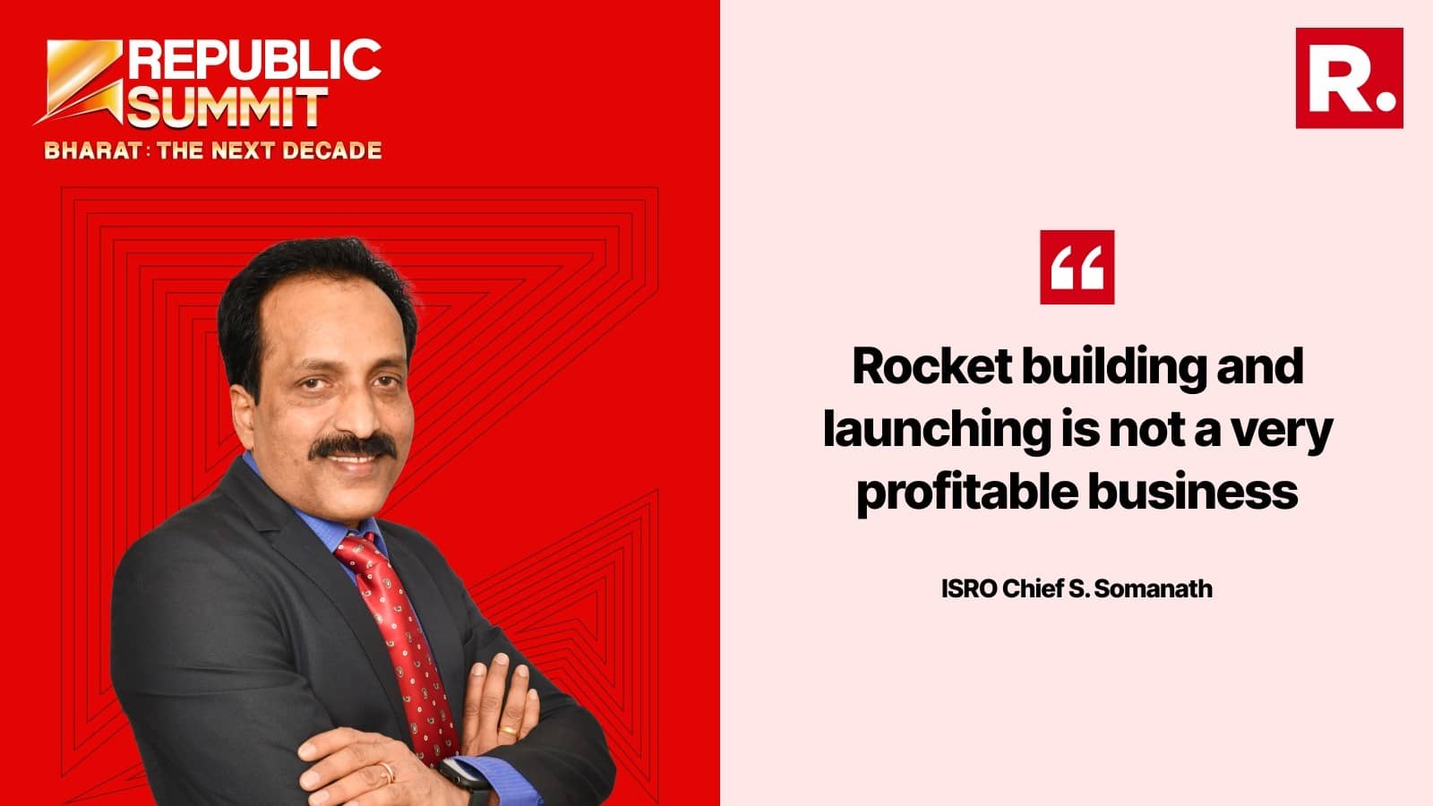 Republic Summit: S Somanath speaks on the space economy's reliance on applications while also dispelling fears related to the recent FDI reform. 